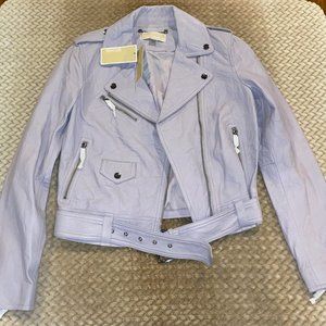 NWT Michael Kors Lavender Purple Crushed Leather Jacket - Size M - Retail $495